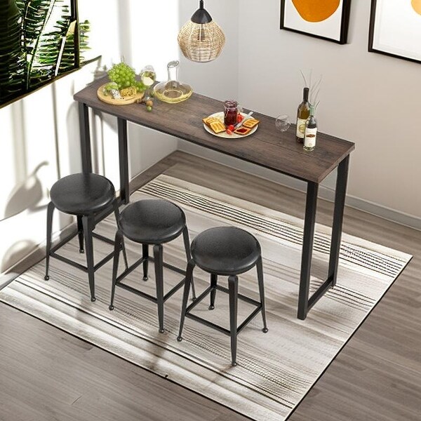 4 Piece Kitchen Counter Height Dining Table Set Industrial Bar