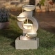 preview thumbnail 1 of 9, Grey Curves and Cascading Bowls Resin Outdoor Fountain with LED Lights