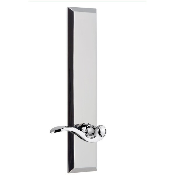 Grandeur FAVBEL_TP_PRV_238_RH Fifth Avenue Solid Brass Rose Right Handed Tall Plate Privacy Door Lever Set with Bellagio Lever