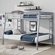 preview thumbnail 1 of 28, Full XL over Queen Size Metal Bunk Bed with Ladder, Fence and Guardrails for Kids, Boys and Girls, Bedroom Full XL over Queen - Silver