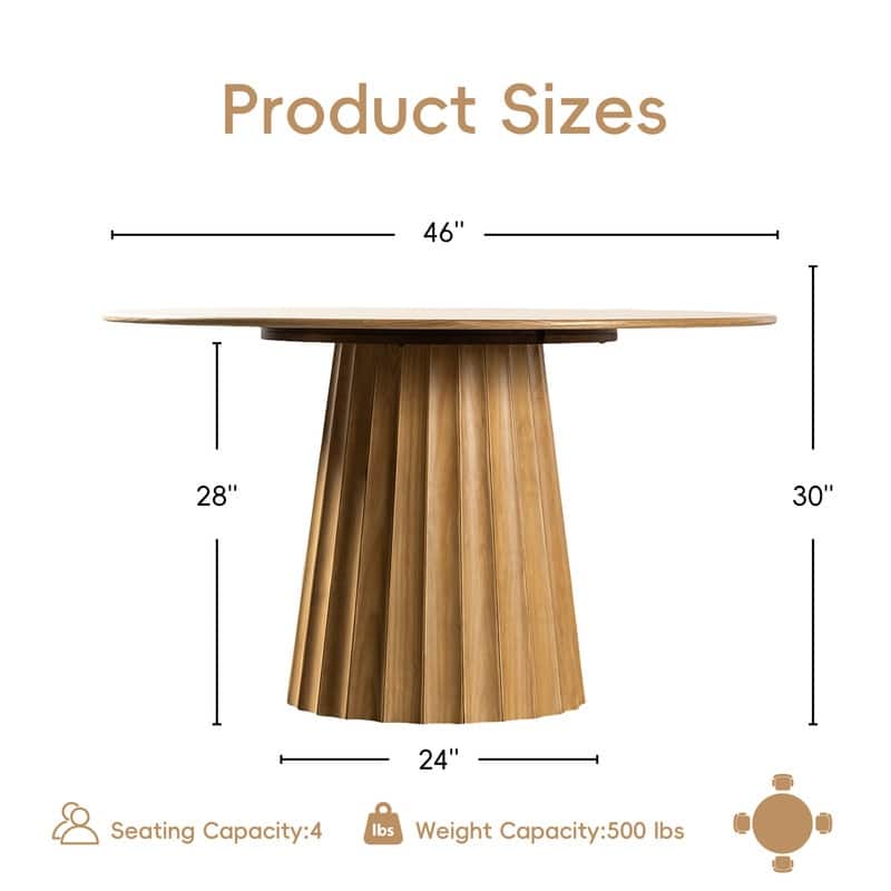 5-Piece Modern Round Dining Table Set with Upholstered Chairs Pedestal Base