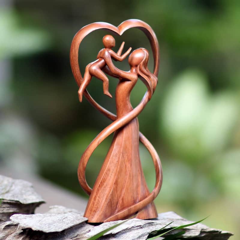 Novica Handmade Reunion Wood Statuette - 11.5 H * 5.5 W