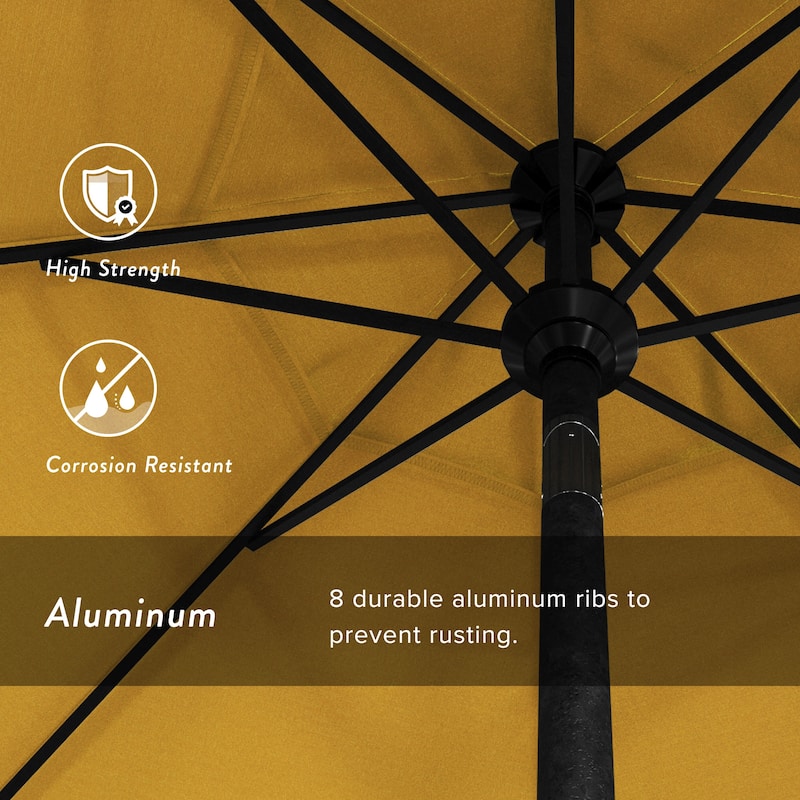 California Umbrella 7.5' Rd. Aluminum Patio Umbrella, Crank Lift with Push Button Tilt, Black Finish, Pacifica Fabric