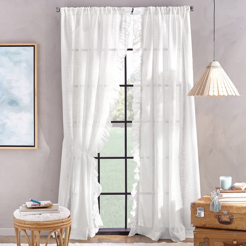 Arabella Semi-Sheer Poletop Single Curtain Panel - 50" w x 108" l - White