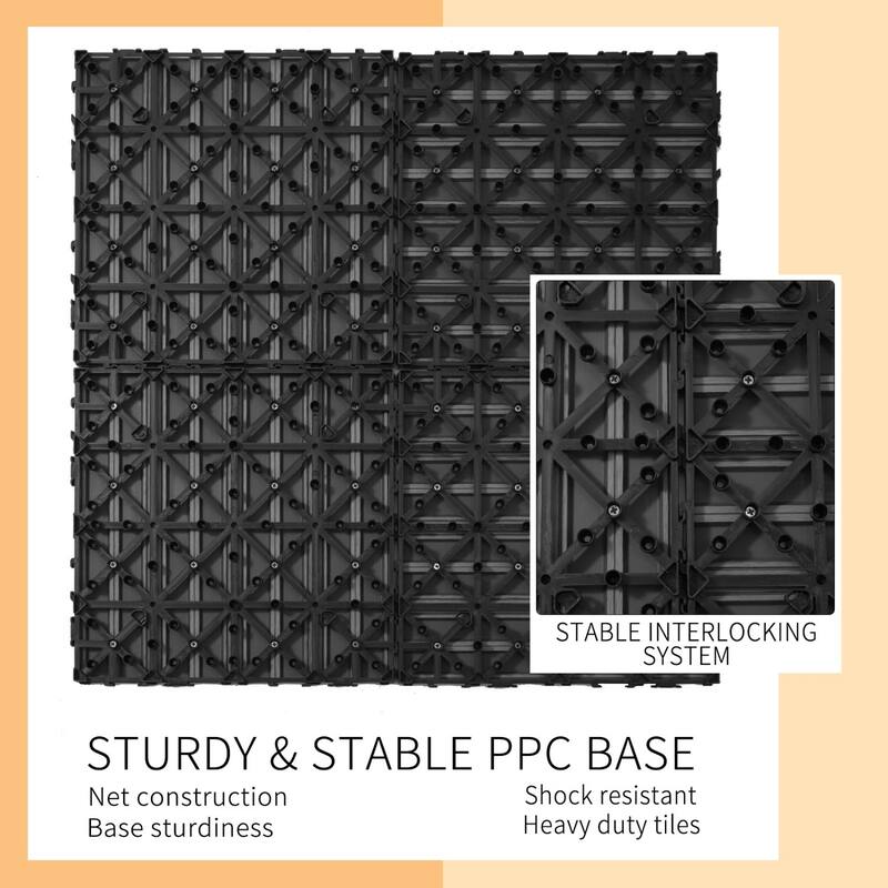 11.8" x 11.8" square wood-plastic composite deck tiles