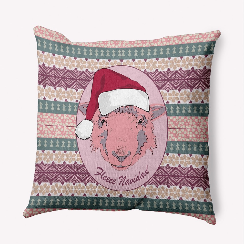 Fleece Navidad Christmas Indoor/Outdoor Throw Pillow