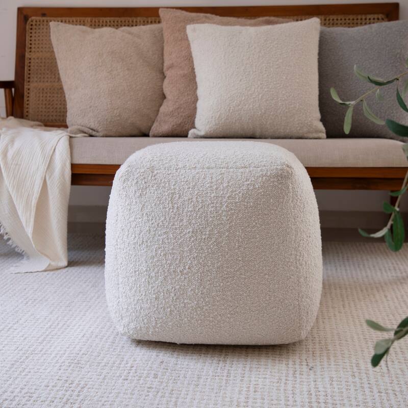 Sevita Solid Mid-Century Hand-Woven Square Pouf