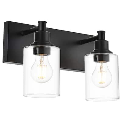 Dimmable Black Vanity Light with Clear Glass Shade