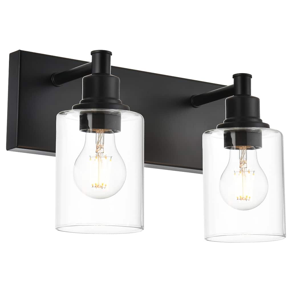 Dimmable Black Vanity Light with Clear Glass Shade