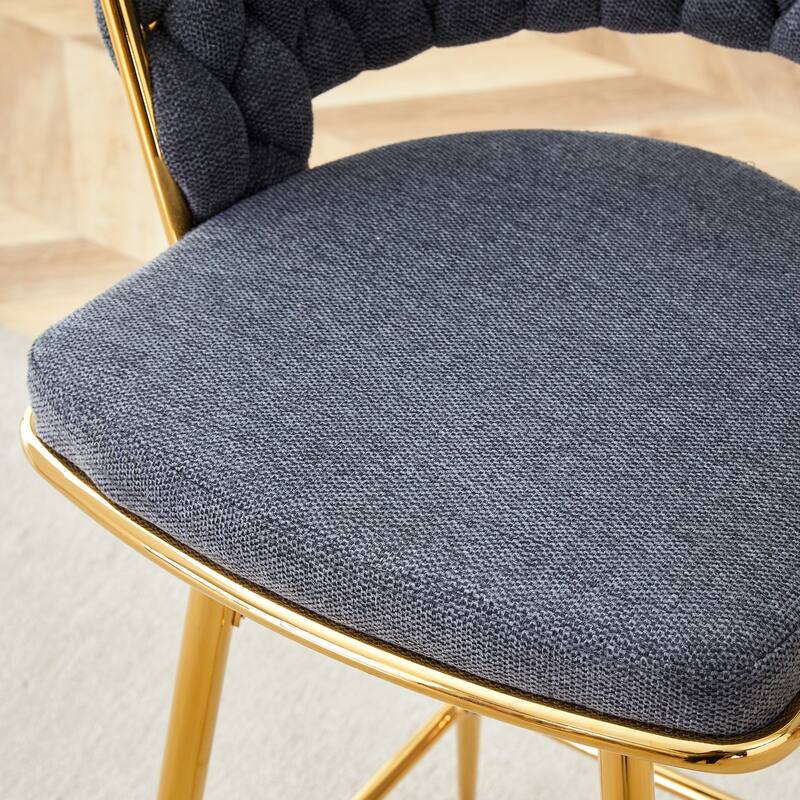 Ostweer Furniture Set of 4 Superior Quality Breathable Linen Rotating Bar Stools - Light Gray