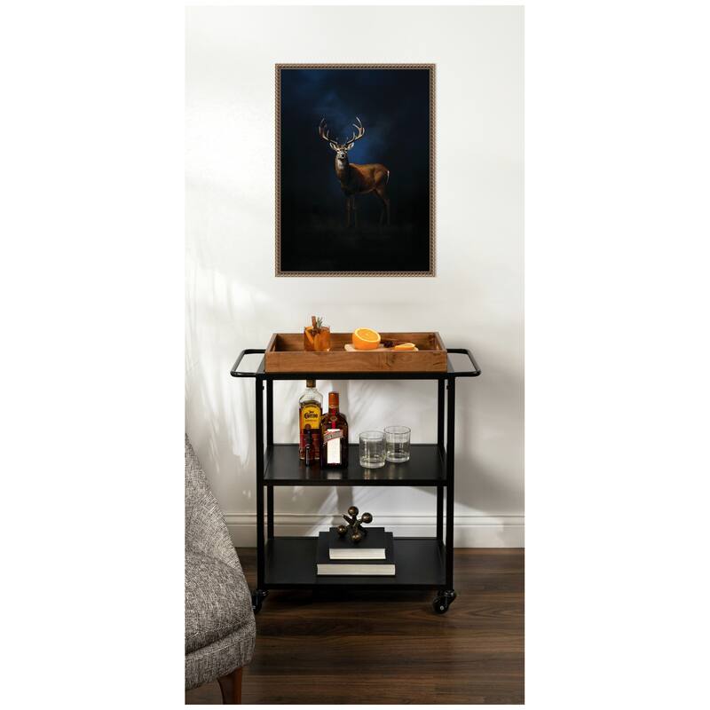 Kate and Laurel Cobalt Night Sky Deer by The Creative Bunch Studio Framed Canvas Wall Art Print