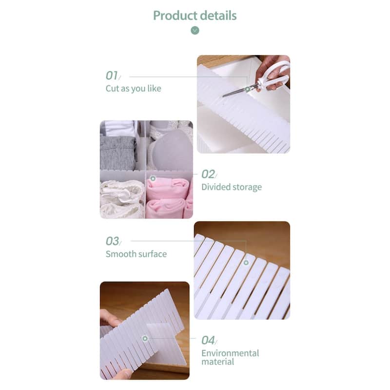 YBM Home Adjustable White Plastic Grid Drawer Dividers 3-Pack, be2178