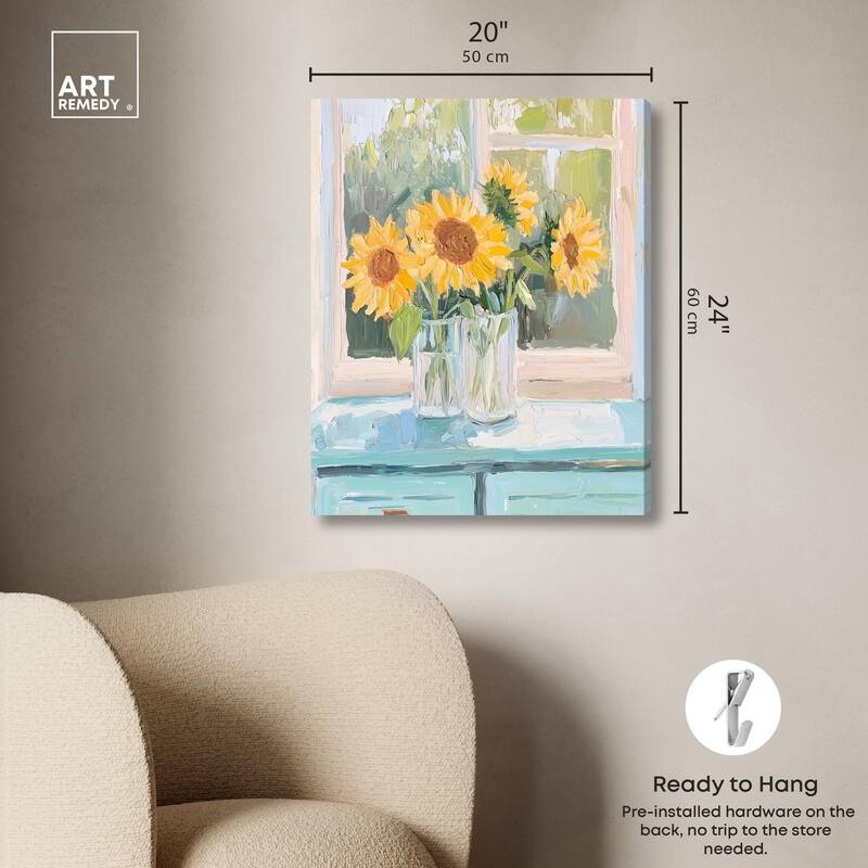 Sunflower Quartet Canvas by Art Remedy, Gallery Wrapped
