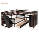 preview thumbnail 24 of 30, Twin-Twin over Full L-Shaped Bunk Bed With 3 Drawers, Portable Desk and Wardrobe