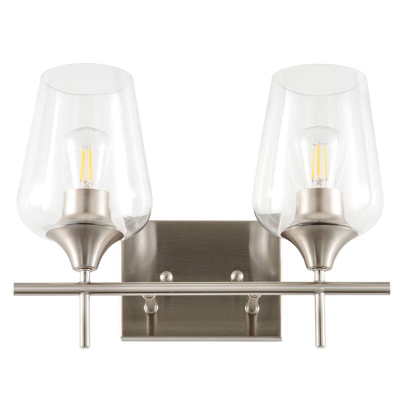 CO-Z Wall Sconce Vanity Lights with Glass Shade 2-Light/3-Light - Brushed Nickel - Brushed Nickel