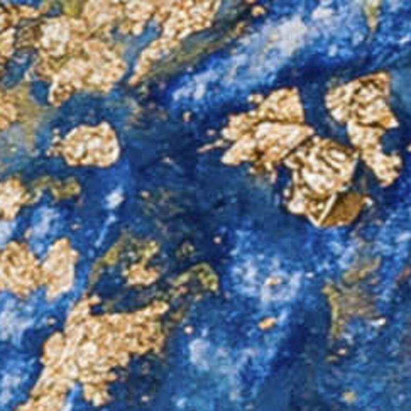 HomeRoots 50" X 70" Blue Ivory And Gold Abstract Microfiber Plush Throw Blanket