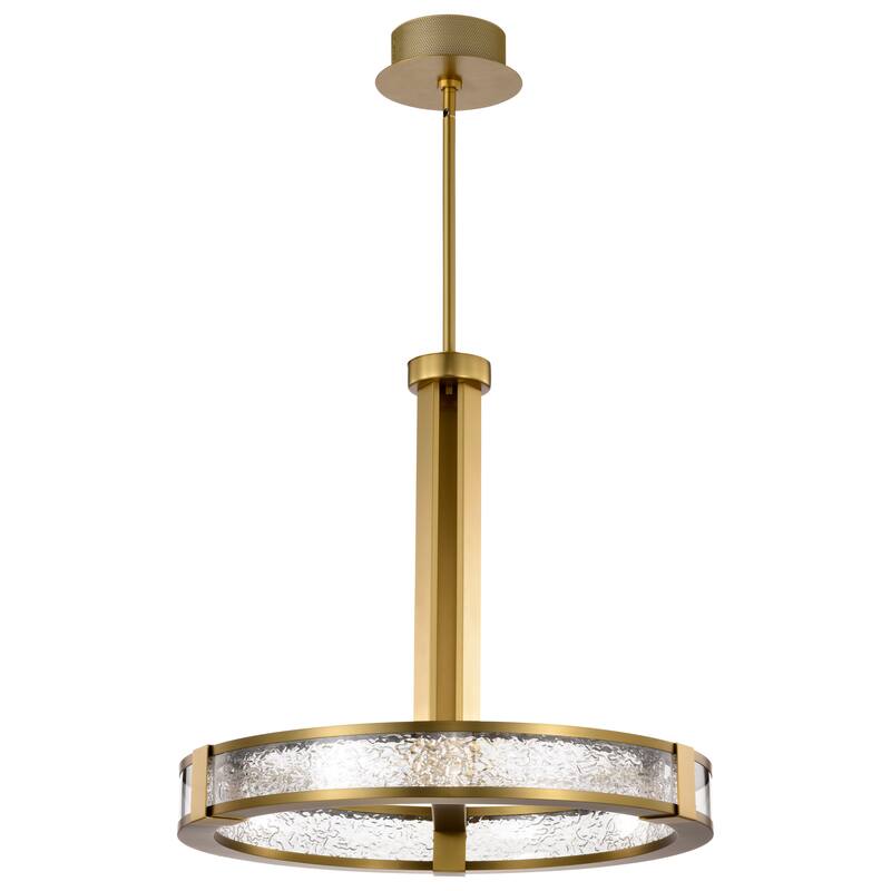 Darrow 24 Inch LED Pendant Vintage Brass Textured Acrylic Panels - Vintage Brass