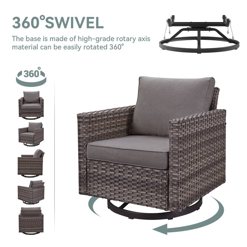 Gymojoy Wicker Swivel Glider Chair with 4 inch Olefin Cushions