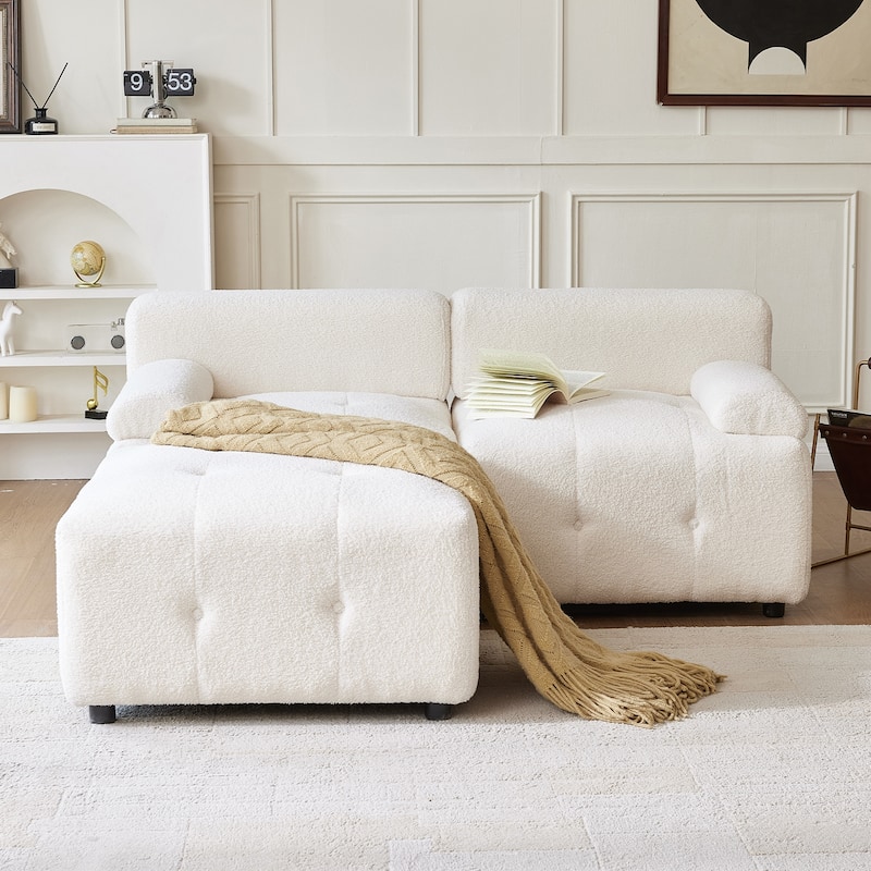 91.3 in. Purely Handmade Modern DIY 3-Piece Modular Sectional Sofa Set - White