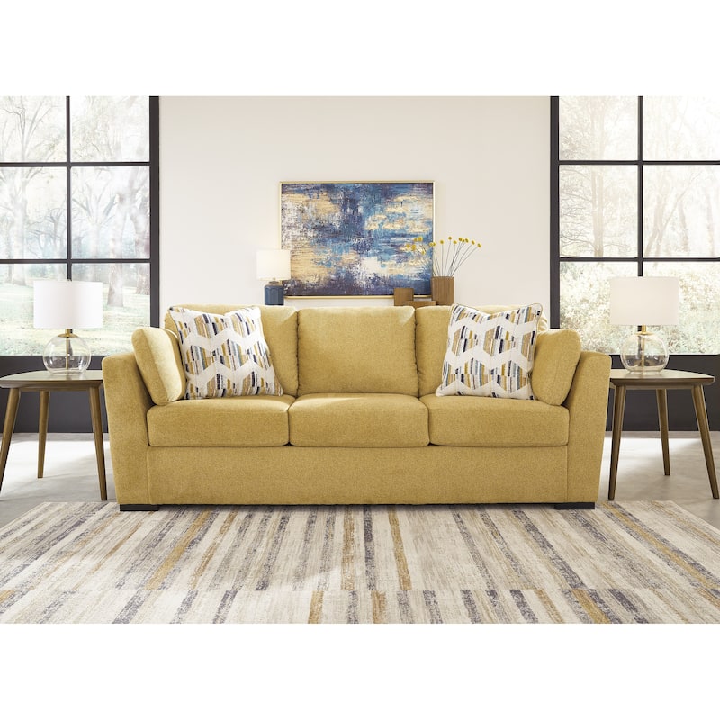 Roundhill Furniture Clareen Upholstered Stationary Sofa - Yellow