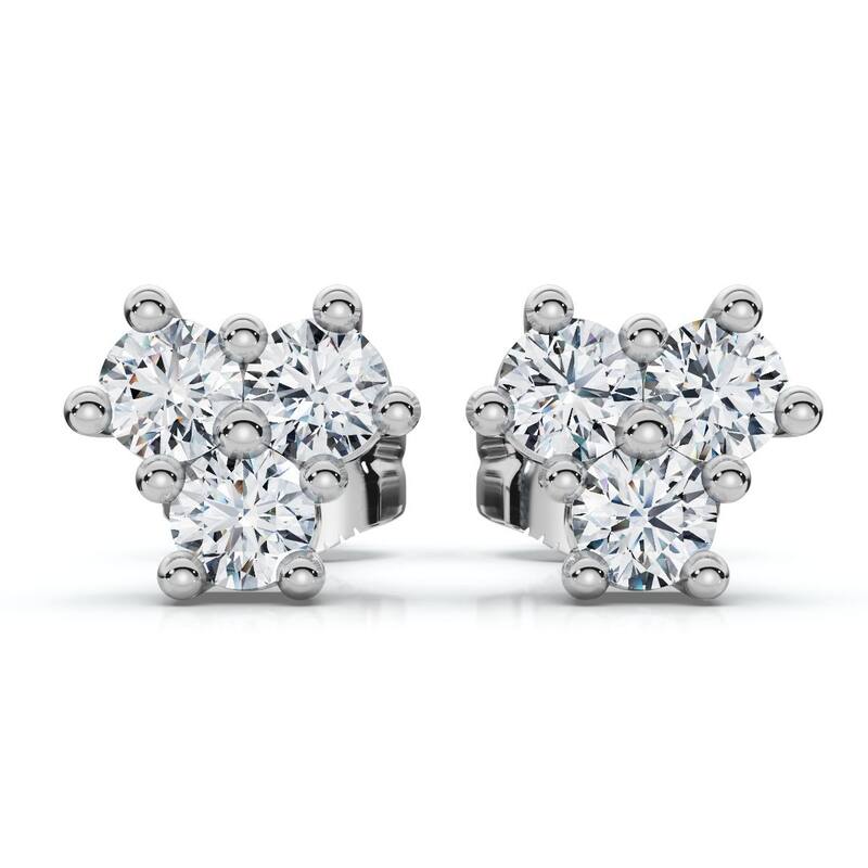 Bliss Diamond Mini Trio Diamond Studs Gold Lab Grown Women's Earrings - White