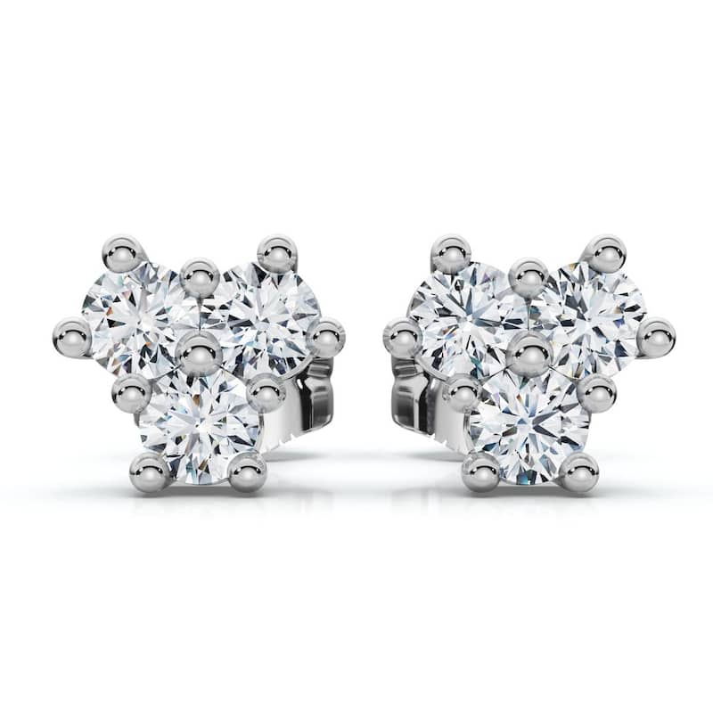 Mini Trio Diamond Studs Gold Lab Grown Women's Earrings