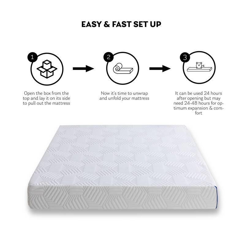 10 Inch King Gel Memory Foam Mattress, White, Green Tea and Cooling Gel