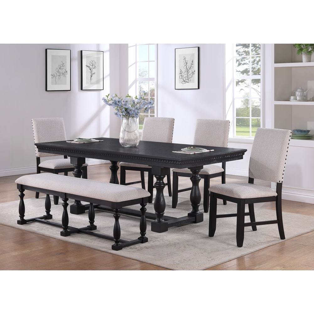 Corny Charcoal Fabric Dining Room Set