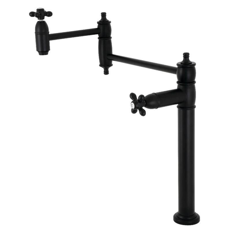 Kingston Brass Restoration Two-Handle 1-Hole Deck Mount Pot Filler Faucet - Matte Black
