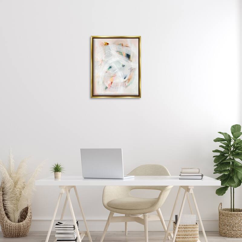 Stupell Soft Abstraction with Curved Lines Framed Floater Canvas Wall Art Design By Gemma Bardot