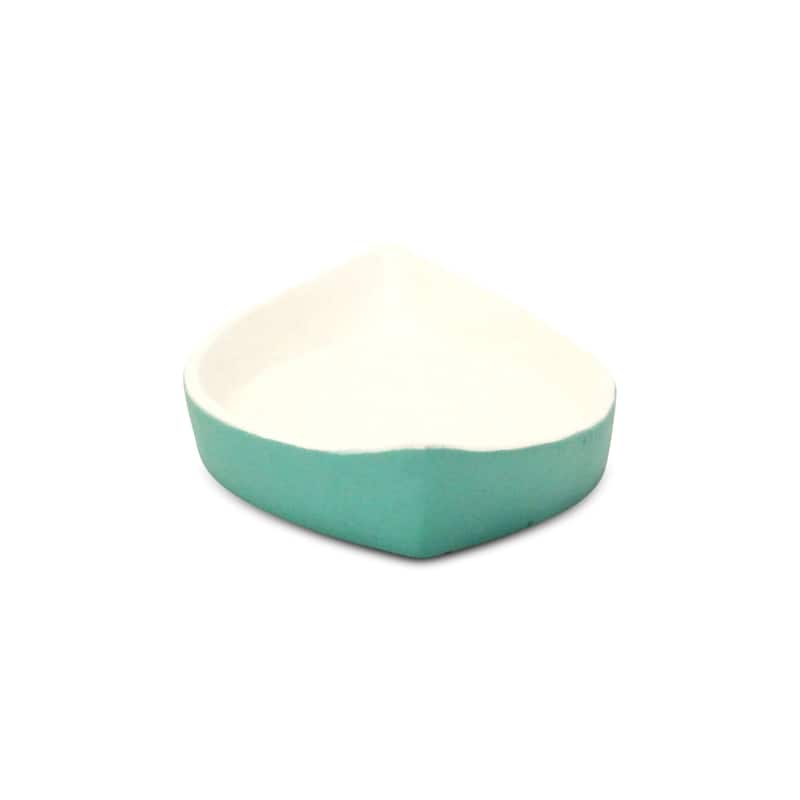HomeRoots 10" Aqua And White Cast Iron Oval Boat Shaped Tray - 9.75 in. x 1.25 in. x 4.25 in.