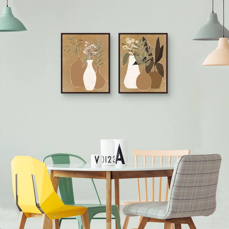 Simple Greens I, II Light Canvas Art Prints