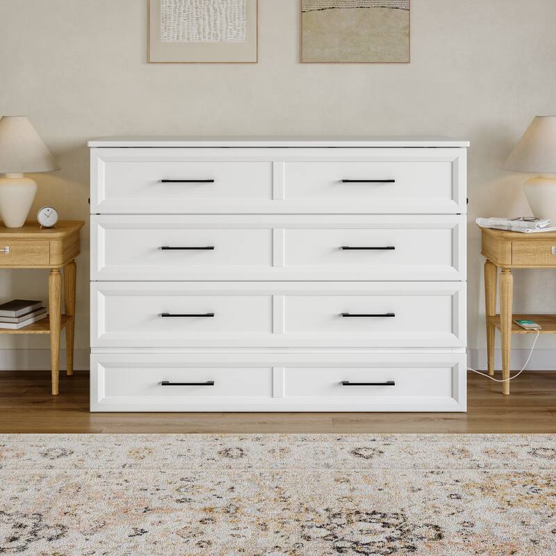 Tucson Murphy Bed Chest with 6" Mattress, Drawer & Built-in Charger