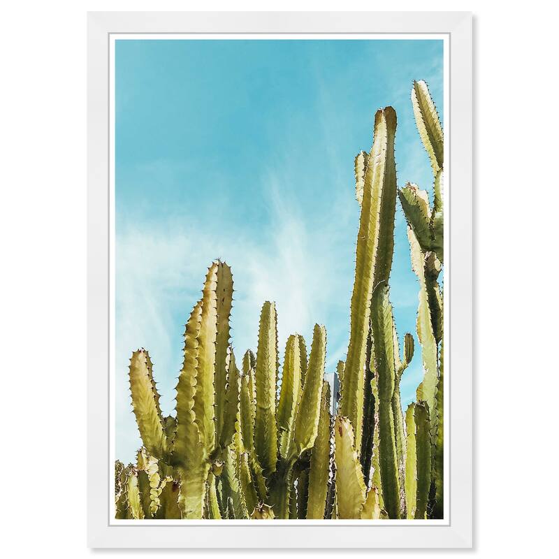 Wynwood Studio Prints Floral and Botanical Cactus Plantation Green and Light Blue Modern & Contemporary Wall Art Canvas Print