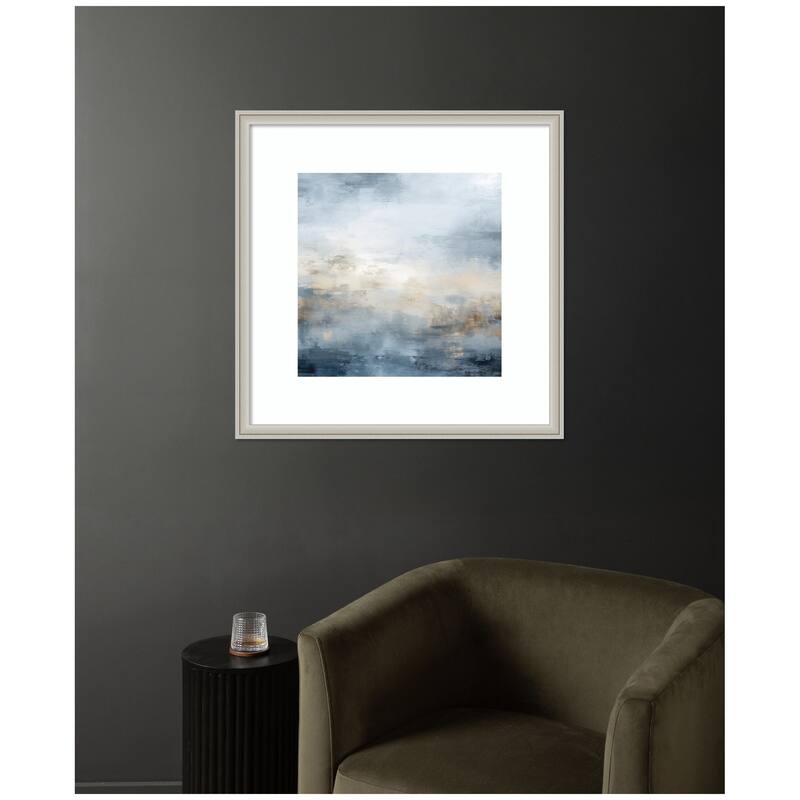 Kate and Laurel Tonal Abstract Oceanic Nautical Serenity Blue by The Creative Bunch Studio Framed Wall Art Print