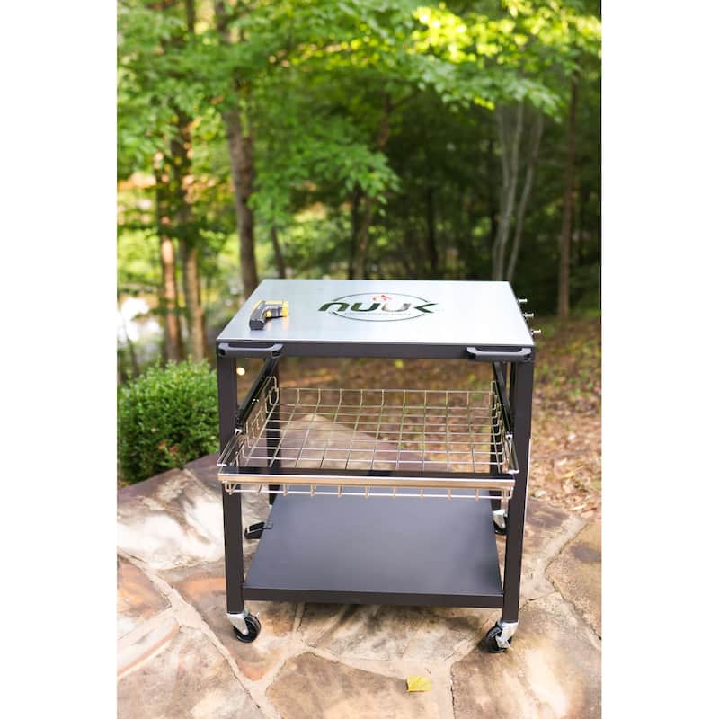 NUUK Deluxe 30" Outdoor Stainless Steel Pizza Oven Table, Grill Cart and Prep Station