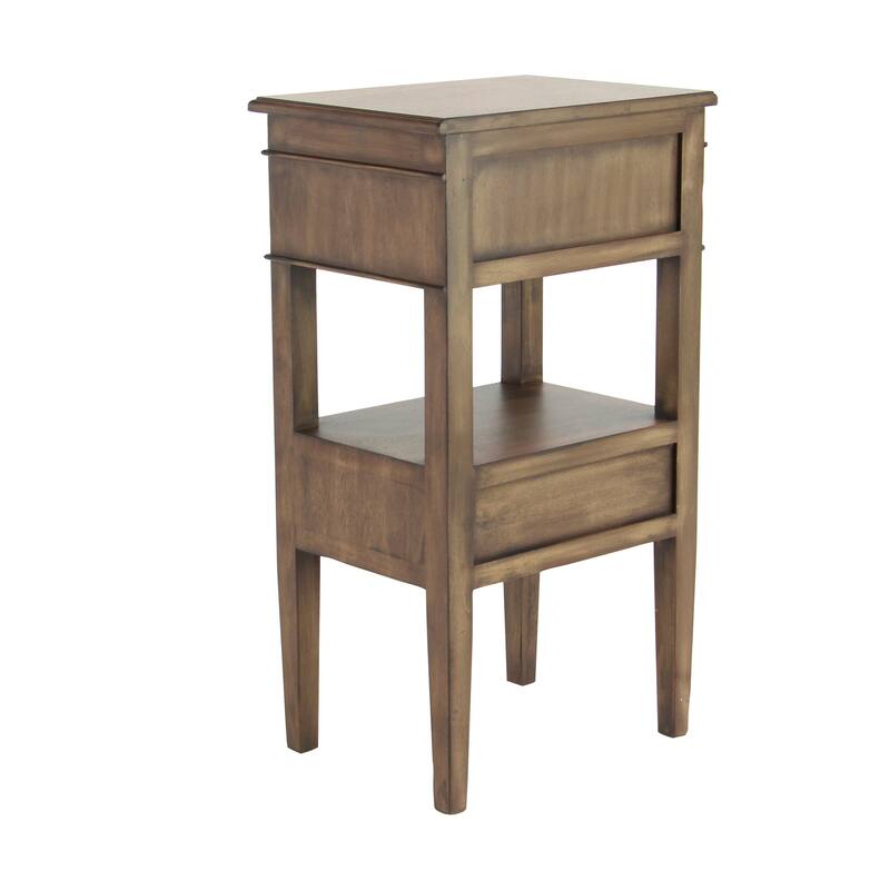 Contemporary Wood 2 Drawers and 1 Shelf Accent Table - Light Brown, White, Brown