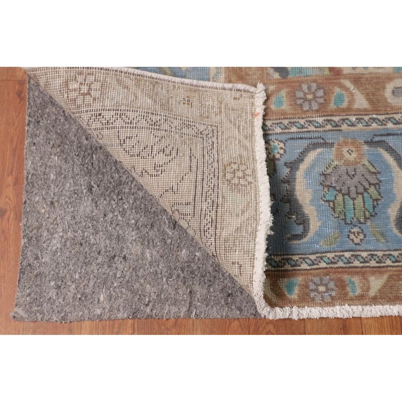 Over-Dyed Distressed Mashad Persian Vintage Wool Carpet - 9'8" x 12'7"