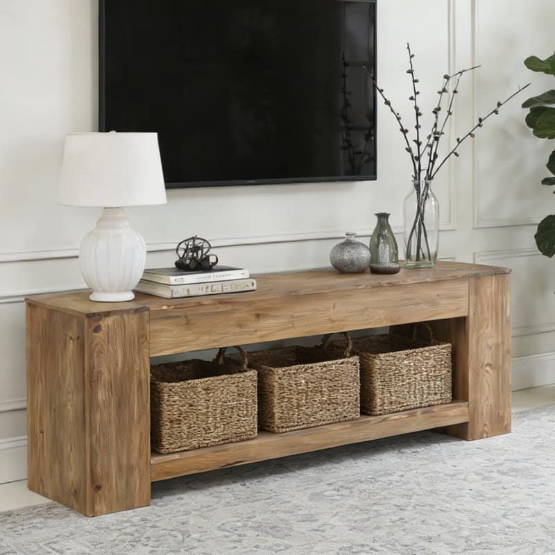 63" Solid Wood TV Stand , Entertainment Center for Up to 75" TV