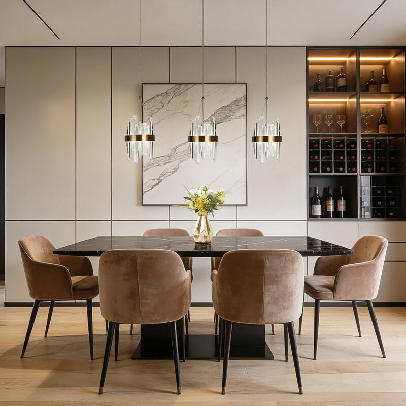 Modern Glam 2-Light LED Gold Crystal Pendant Drum Island Light - D8" x H12"