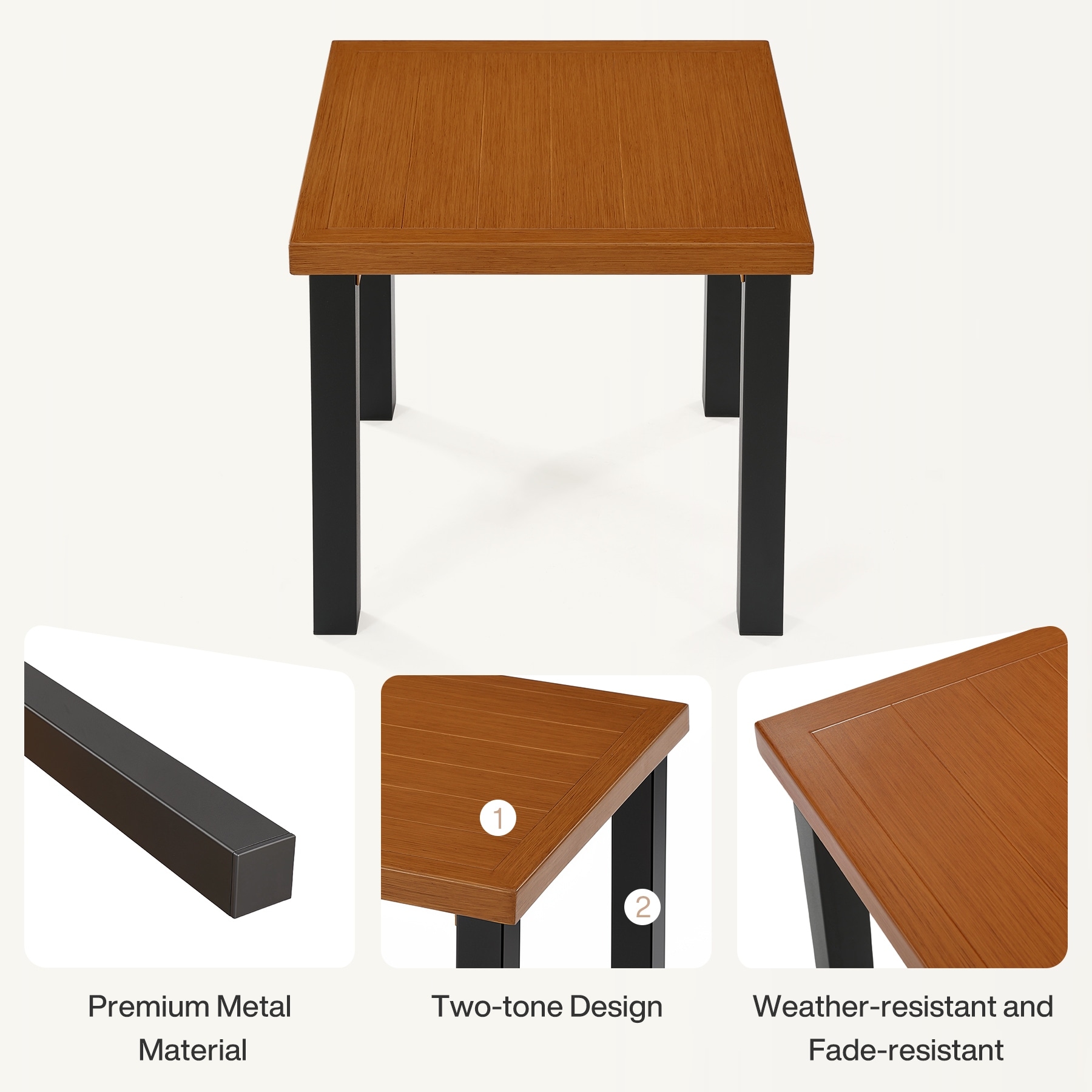 Outdoor Side Table Weather-Resistant & Fade-Resistant | Two-Tone