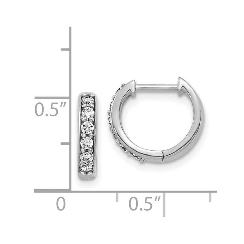 Curata 14k White Gold Diamond Hoop Earrings - 11x12mm Wide 2mm Thick