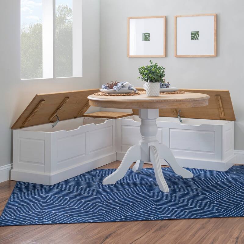 Josie L-shaped Backless Breakfast Nook Bench - Natural/White