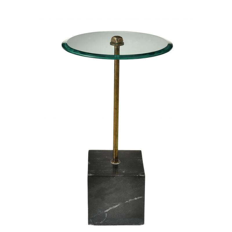 HomeRoots 22" Black And Clear Glass Round End Table - 22