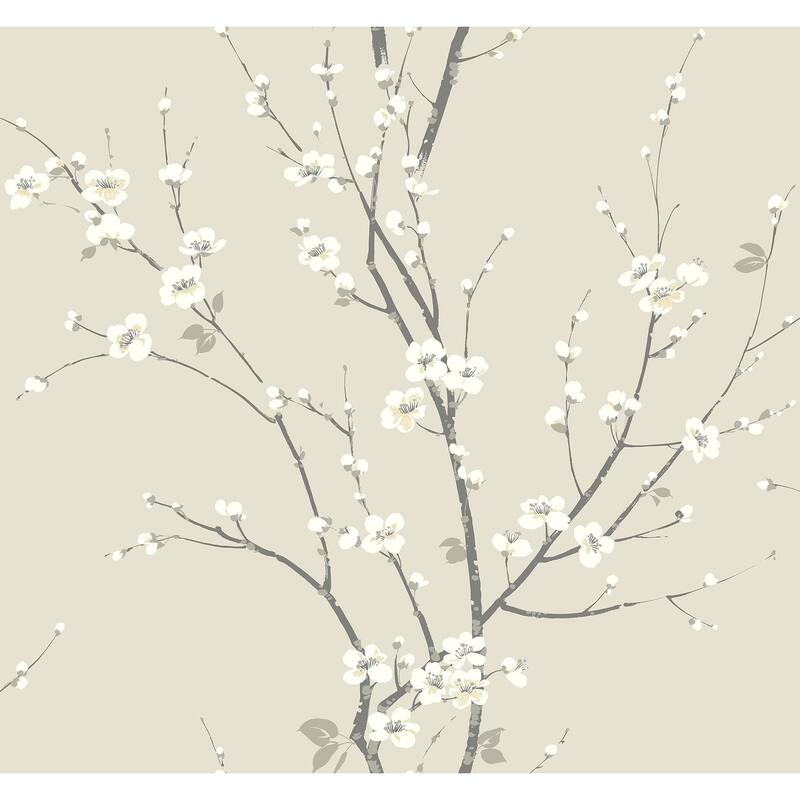 A-Street Prints Monterey Ivory Floral Branch Wallpaper