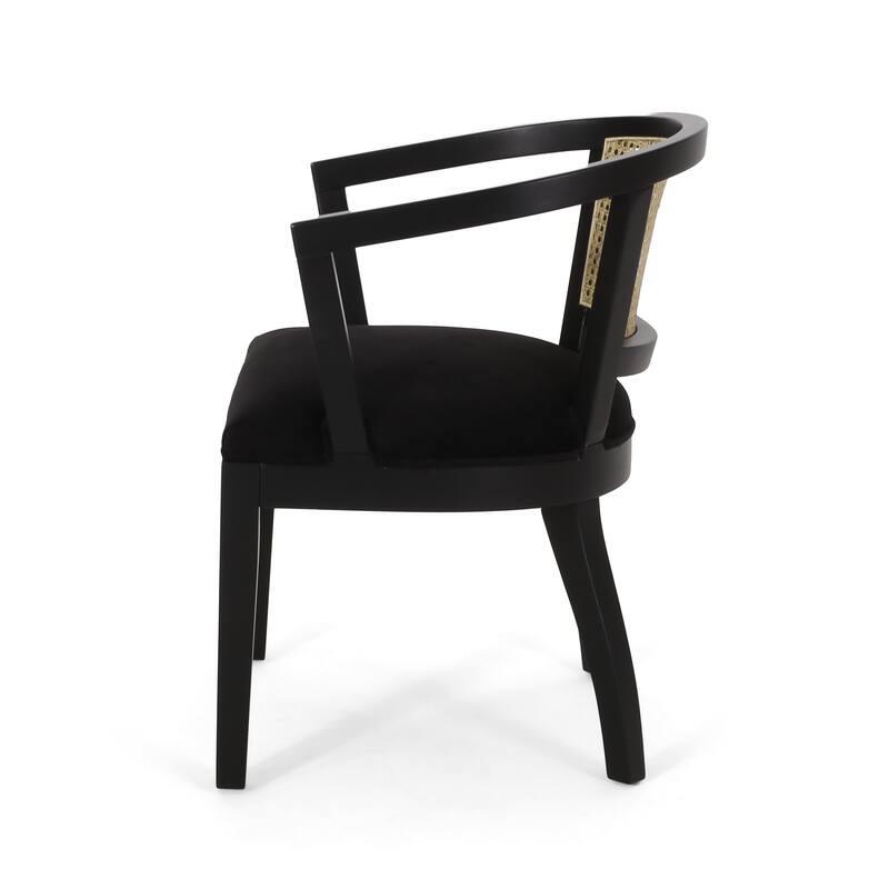 Currant Velvet and Cane Upholstered Dining Chairs by Christopher Knight Home- Set of 2