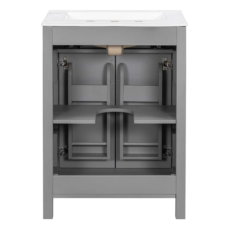 GDFStudio - Nova Wood & Ceramic Bathroom Vanity Cabinet with Single Sink