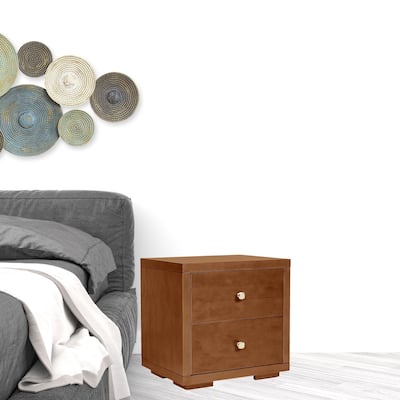 HomeRoots 19" Walnut Two Drawer Nightstand