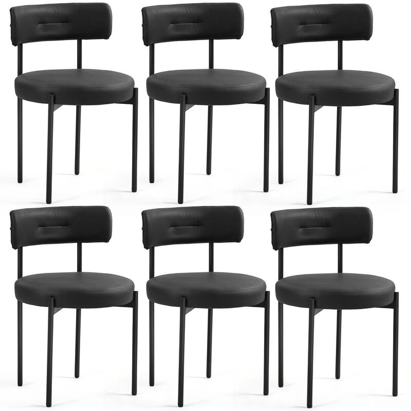 AVAWING Dining Chairs Mid-Century Modern Kitchen Chairs Set of 6 - Black