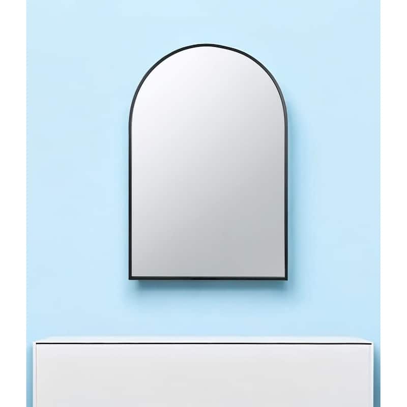 HomeRoots 36" Black Arch Metal Framed Accent Mirror - 24' X '36' X '1 - 24' X '36' X '1 - Black